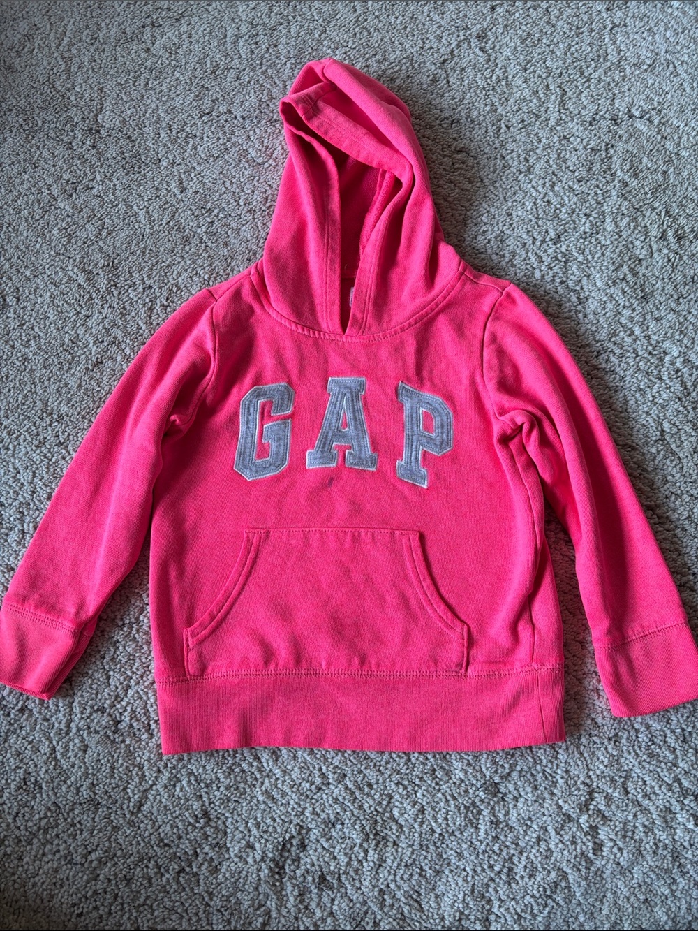 GAP Bright Pink Girls Hoodie with Gray Logo Kids Size XS (4-5Y)